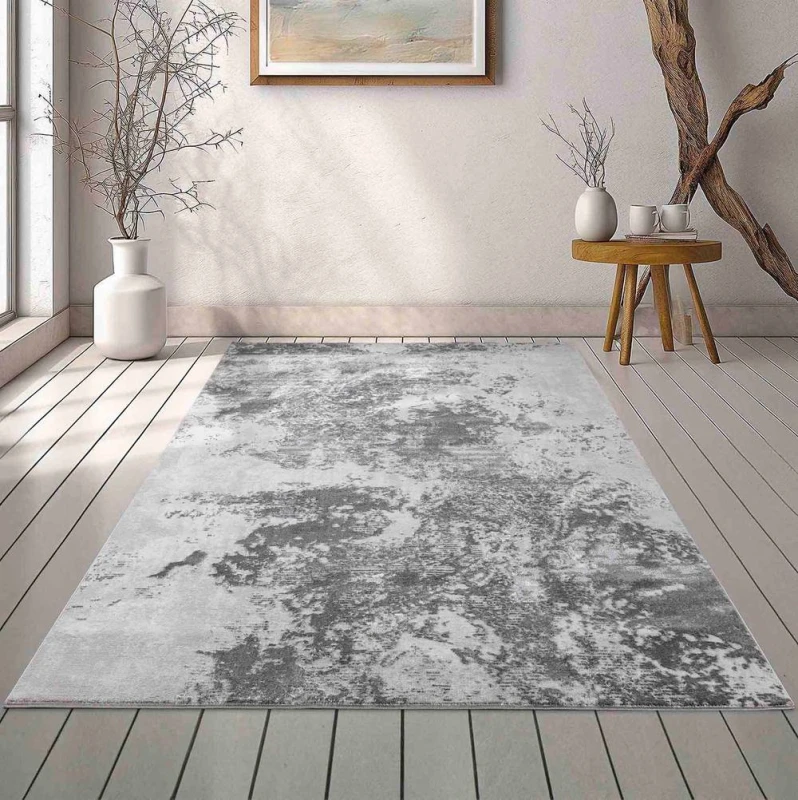 Image of Modern Abstract Sprayed Grunge Texture Area Rugs Grey 200X290 Cm