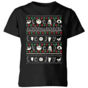 Image of The Nightmare Before Christmas Jack Sally Zero Faces Kids T-Shirt - Black - 7-8 Years