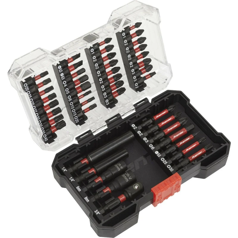 Image of Loops 44 Piece Impact Grade Power Tool Bit Set - S2 Steel Bits - Plastic Storage Case Metallics