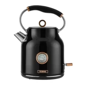 Image of Tower T10020 Bottega Rapid Boil 3kW Stainless Steel 1.7L Traditional Kettle - Black and Rose Gold