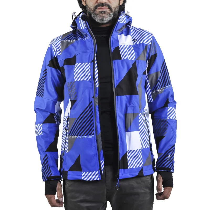 Image of Peak Mountain Printed softshell jacket Peak Mountain Cover Bleu Male XL COVER/KS/BLEU-GRIS