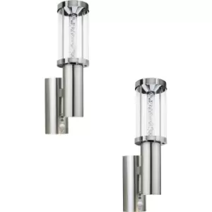 Image of 2 PACK IP44 Outdoor Wall Light & PIR Motion Sensor Stainless Steel 3W GU10