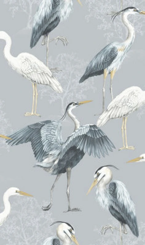 Image of Rasch The Design Library Heron Crane Bird Animal Nature Wallpaper Blue