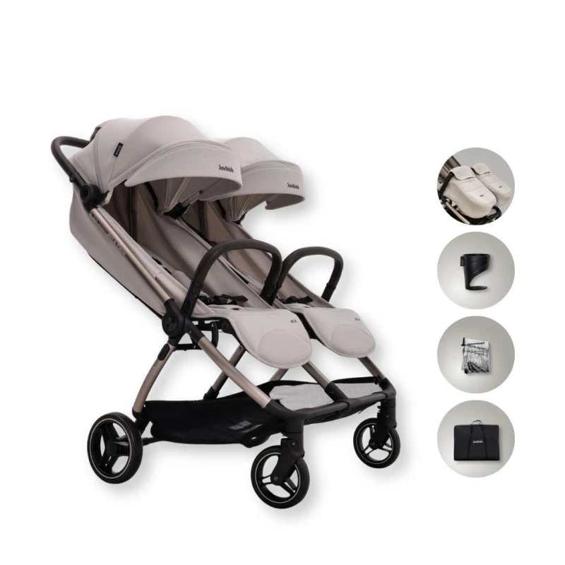 Image of JoviKids JoviKids Ayla Twin Stroller - Dawn Beige Pushchairs 1 Beige 73839190027