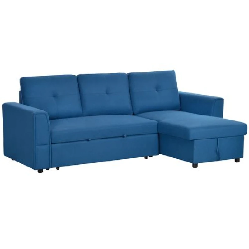 Image of HOMCOM Dark Blue 3 Seater Sofa Bed - Convertible Pull Out Sofa with Storage - Dark Blue TJ Hughes 5056725583361