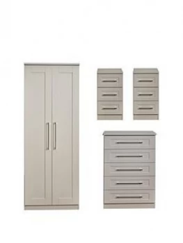 Image of Swift Larson Ready Assembled Package - 2 Door Wardrobe, 5 Drawer Chest And 2 Bedside Chests