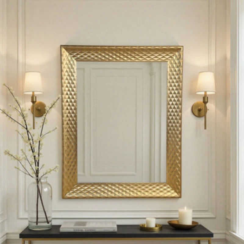 Image of Yearn Mirrors Diamont Framed Gold Bevelled Mirror Gold Unisex