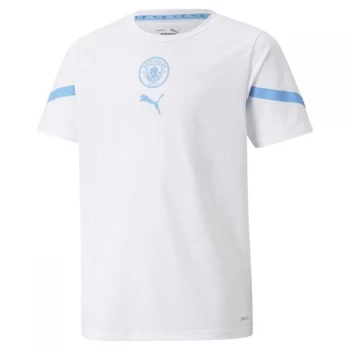 Image of Puma Manchester City Pre Match Shirt 2021 2022 Junior - White/Blue