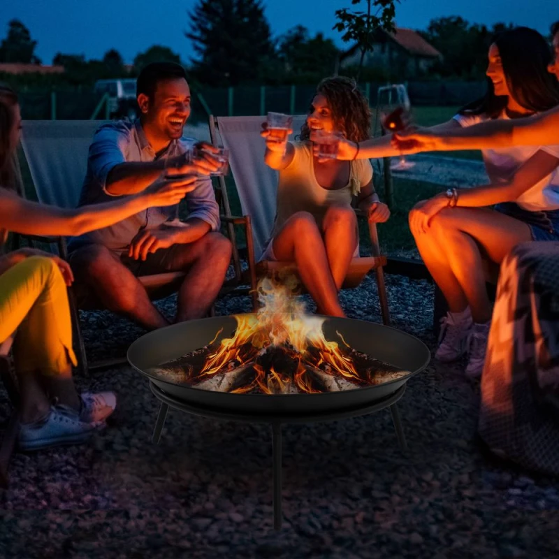 Image of OUTSUNNY Fire Pit, Portable Firepit with Poker, Black Unisex