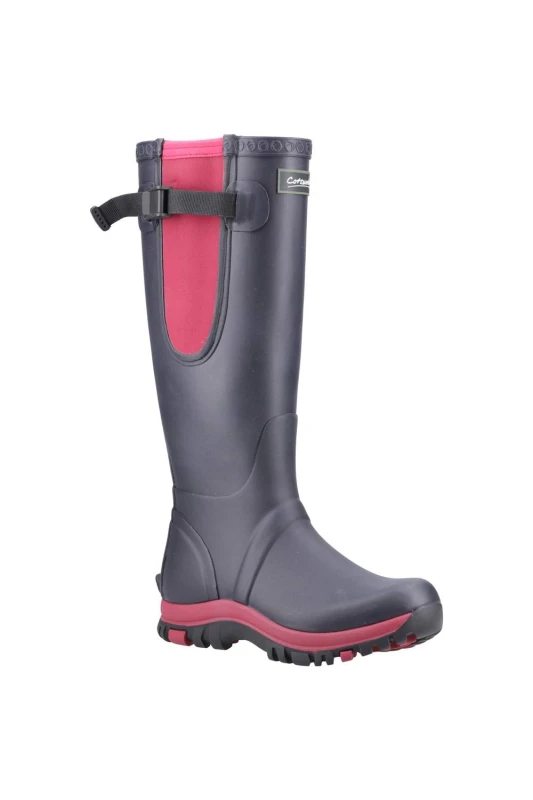 Image of Cotswold Womens Milton Adjustable Wellington Boot in Navy Size: 4 Navy Female 4