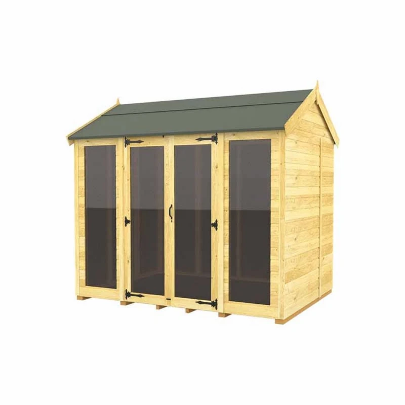 Image of Buttercup Farm 8x8 ft Apex Summer House (Full Height Window) - L243 x W231 x H217cm in Brown Brown Unisex