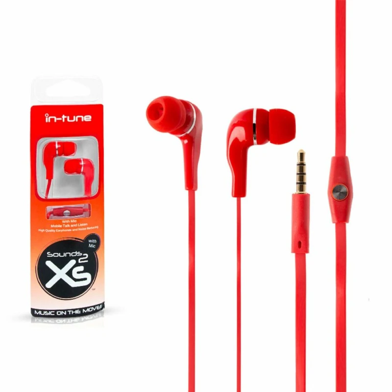Image of SOUNDZ Sounds XS20 Music on the Move Earbuds with Slim Microphone with Mic, Red