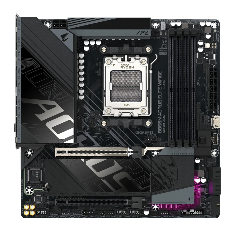 Image of Gigabyte Gigabyte B850M AORUS ELITE WIFI6E Motherboard - AMD Ryzen 9000 Series CPUs, 12+2+2 Phases Digital VRM, up to 8200MHz DDR5 (OC), 1xPCIe 5.0 +