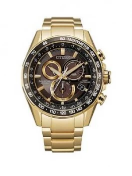 Image of Citizen Citizen Calibre 6600 Black 43Mm Chronograph Dial Gold Tone Stainless Steel Mens Watch