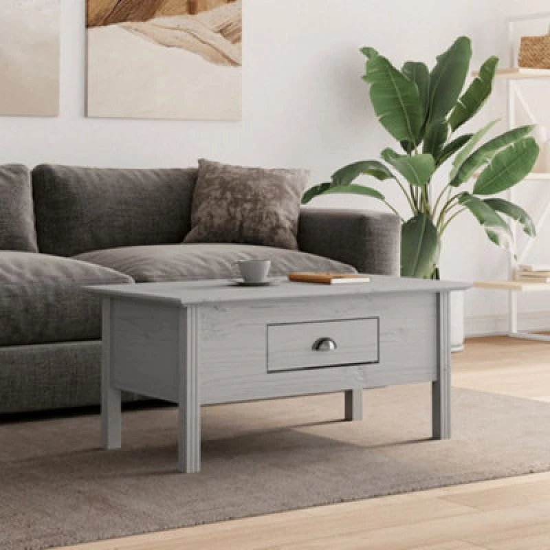 Image of Vidaxl Coffee Table Bodo Grey 100X55X45cm Solid Wood Pine, Grey 355070