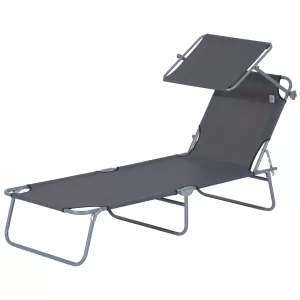 Image of Outsunny Adjustable Lounger Seat with Sun Shade-Grey