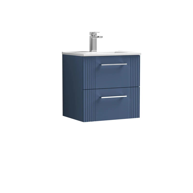 Image of Balterley Wall Hung 2 Drawers Vanity Unit - Minimalist Basin 500mm, Satin Blue Blue Unisex
