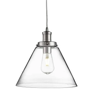 Image of 1 Light Dome Ceiling Pendant Chrome with Clear Glass Shade, E27
