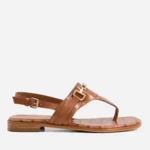 Image of Dune Lexley Croc Print Toe Post Leather Sandals - UK 4