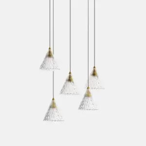 Image of Veneto LED 5 Light Dome Cluster Ceiling Pendant Gold Matt White 0-10V Dimming 31cm 2590lm 2700K