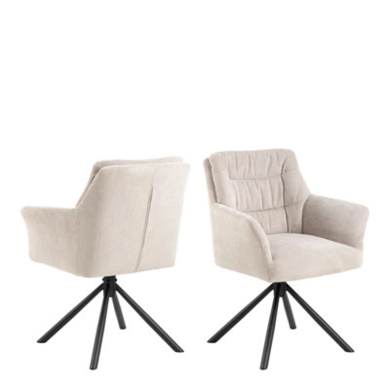 Image of Furniture To Go Alonso Swivel Cream Dining Chair With Armrest Set Of 2