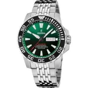 Image of Festina Gents Festina Diver Silver Green Watch F20661/2 - Silver and Green