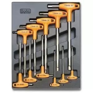 Image of T50 T-Handled Hexagon Key Set in Thermoformed Tray 2-10mm (11 Pieces) - Beta