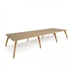 Image of Enable worktable 4800mm x 1600mm deep with eight solid oak legs -