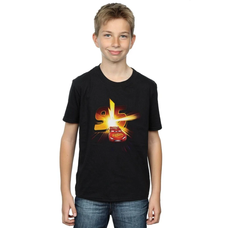 Image of Disney Cars Lightning McQueen Burst T-Shirt Black male