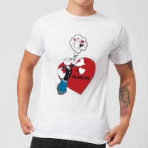 Image of Popeye I Love Olive Oyl Mens T-Shirt - White - S