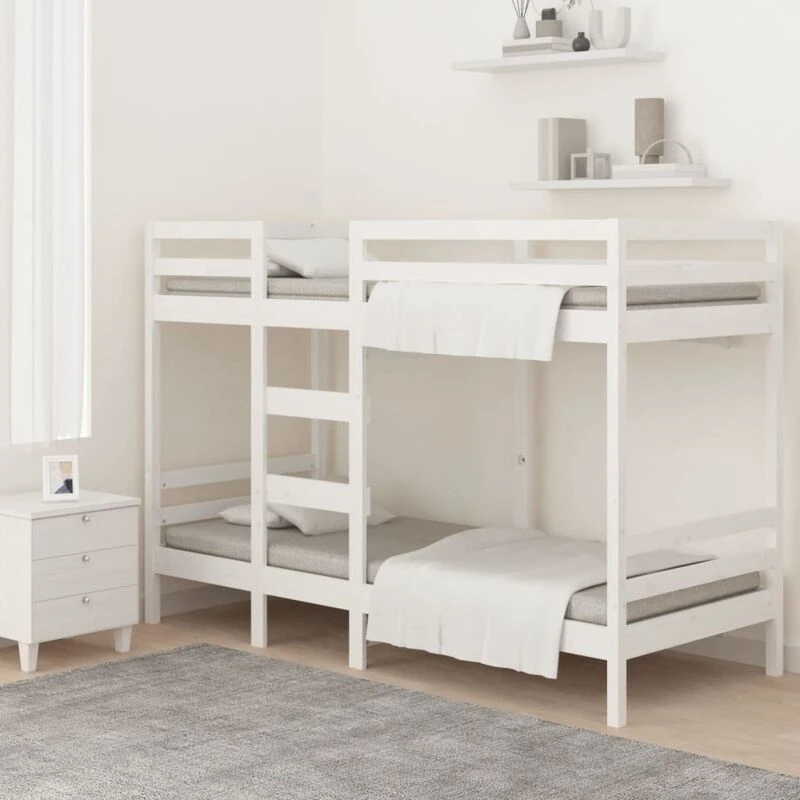 Image of vidaXL Bunk Bed White 80x200cm Solid Wood Pine, White 3139835