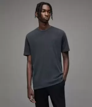 Image of AllSaints Mens Ossage Crew T-Shirt, Cave Blue, Size: M