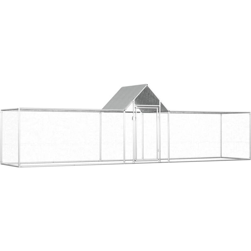 Image of vidaXL Chicken Coop 5x1x1.5m Galvanised Steel Hen House Poultry Hutch Run Nest
