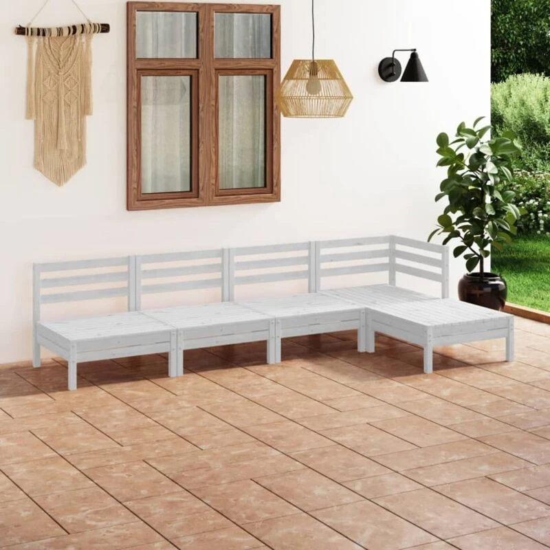 Image of VIDAXL 5 Piece Garden Lounge Set Solid Pinewood White Vidaxl 8720286685402