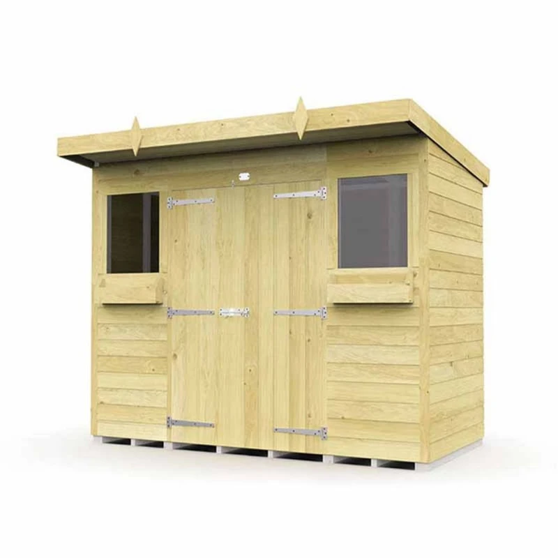 Image of Buttercup Farm 8 x 4 Feet Pent Summer Shed - Wood - L118 x W243 x H201cm in Brown Brown Unisex