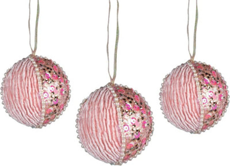 Image of Shatchi 7Cm Bauble Baby Pink - 3Pcs Christmas Hanging Decorations