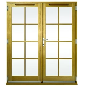 Image of Wickes Albery Georgian Bar Solid Oak Laminate French Doors 4ft