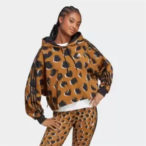Image of adidas Essentials 3-Stripes Animal Print Hoodie Womens - Bronze Strata / Multicolor / B