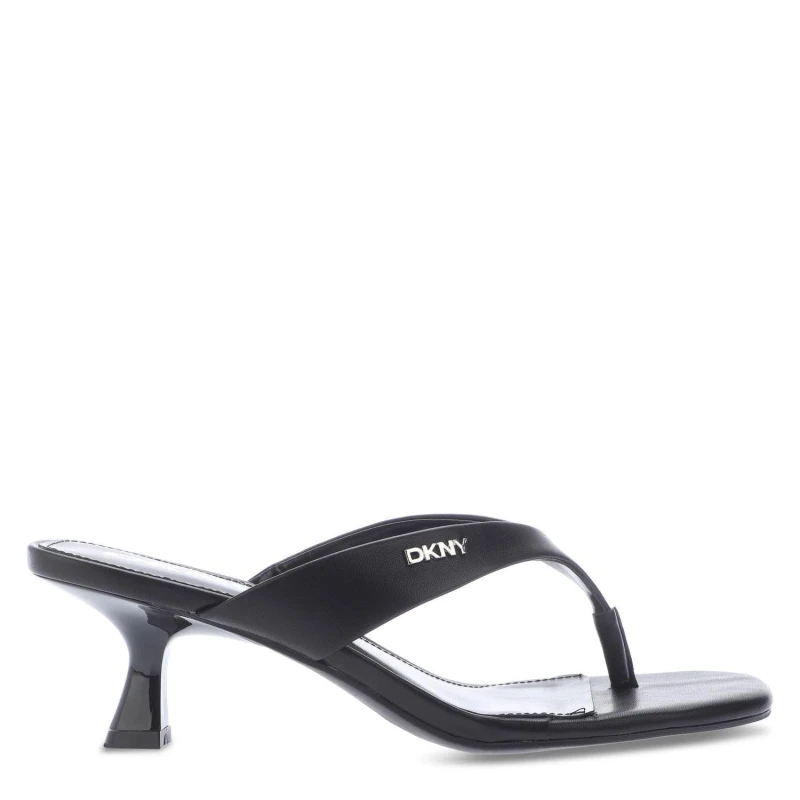 Image of DKNY Mackey Heeled Thong Sandals Black female UK 4