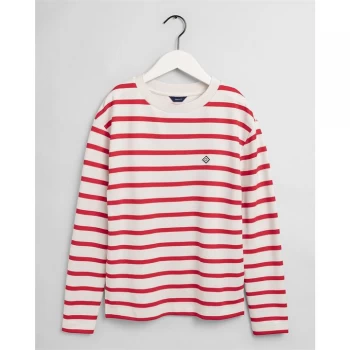 Image of Gant Gant Breton Stripe Top - 667 LAVA RED