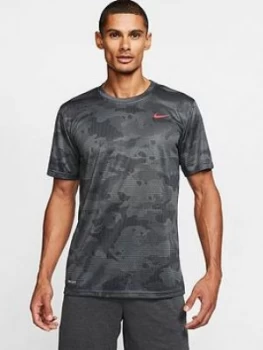 Image of Nike Dry All Over Camo Print Tee - Grey/Black