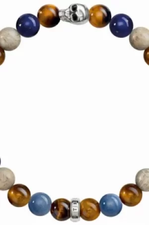 Image of Ladies Thomas Sabo Sterling Silver Size Small Rebel At Heart Stretch Skull Bracelet A1532-926-7-L15.5