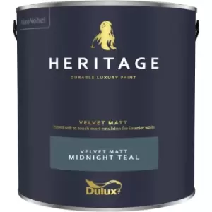 Image of Dulux Heritage Velvet Matt Midnight Teal Matt Emulsion Paint 2.5L