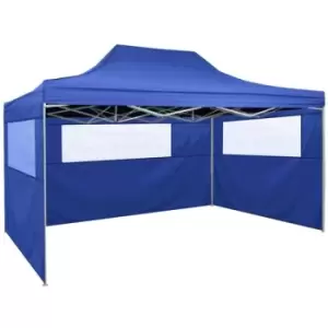 Image of Foldable Tent with 3 Walls 3x4.5 m Blue Vidaxl Blue