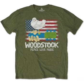 Image of Woodstock - Flag Unisex Medium T-Shirt - Green