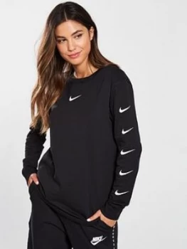 Image of Nike Sportswear Swoosh Long Sleeve Top Black Size XS Women