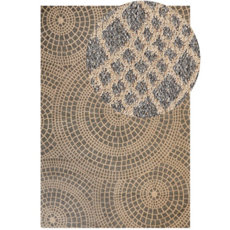 Image of Beliani Rug Ariba Grey Beige 200 X 300 Cm Jute