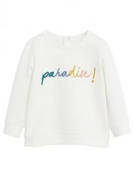 Image of Mango Baby Girls Embroidered Paradise Slogan Sweatshirt