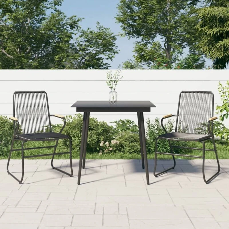 Image of VIDAXL 3 Piece Garden Dining Set Black pvc Rattan Vidaxl 8720286241899