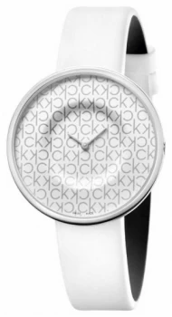 Image of Calvin Klein Mania Womens White Leather Strap White Watch
